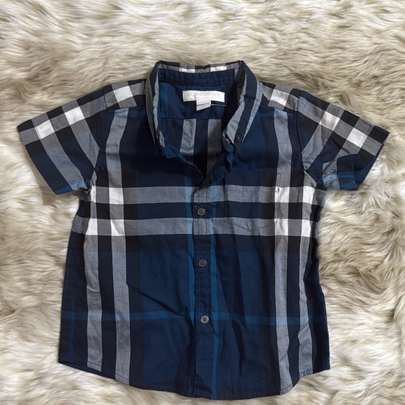 Burberry Other - Burberry Baby Boy Navy Blue Checked Shirt 18 Months